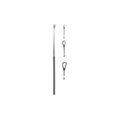Ear Curette Size 1 Loop, Curved, Serrated - L