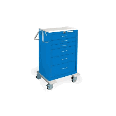 Emergency Cart Uni-Cart Steel 6-drawer, 5" caster, blue