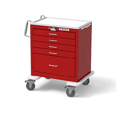 Emergency Cart, color Red 24.5" X 29" X 37.5", 5 Drawers