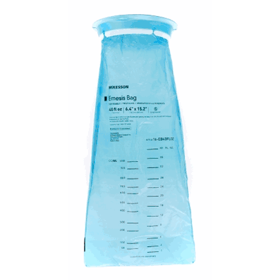 Emesis Bag, 40 oz. Blue, 6-1/2" x 15" Twist Closure