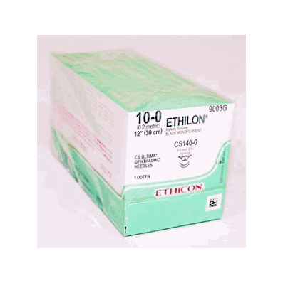 Ethicon 9003G Suture with Needle, Size 10-0, 6.5 mm x 3/8 Circle Double-Armed Spatula Needle
