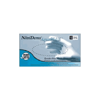 Exam Glove Nitriderm Aquablue Nonsterile Pow