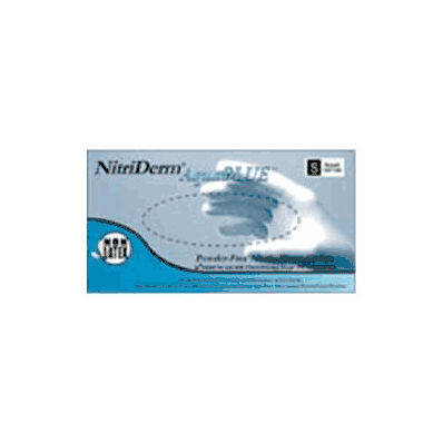 Exam Glove Nitriderm Aquablue Nonsterile Pow