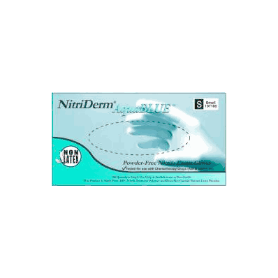 Exam Glove Nitriderm Aquablue Nonsterile Pow