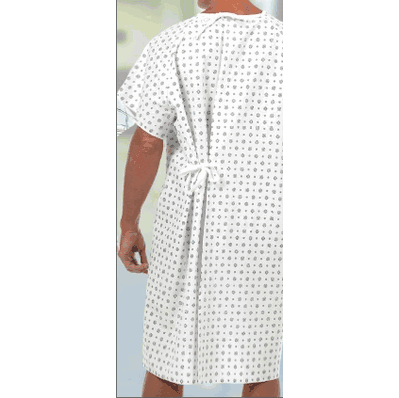 Exam Gown, Color: Blue Crystal Print, Large, Overlap Closure