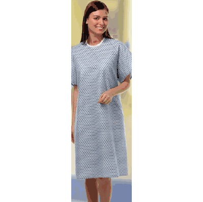 Exam Gown, Color: Blue Star Print, Large, Back Tie, Ea