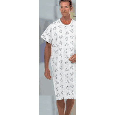 Exam Gown, Color: Raindrops Print, Premium Large, Full Back Closure