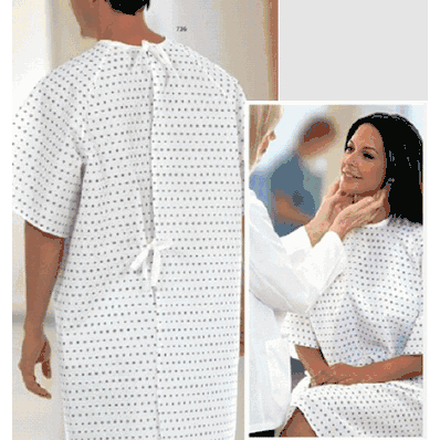 Exam Gown, Color: Snowflake Print, Large, Back Snap Closure