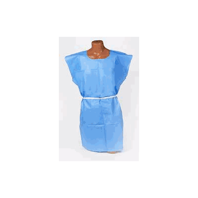 Exam Gown Tidi Polyester / Tissue Blue Adult