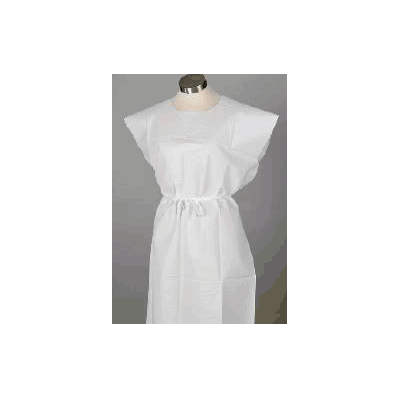 Exam Gown Tidi Polyester / Tissue White Adul