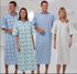 Exam Gown, <b>Color: Blue Optic Print, Up to 3 X-Large, Angle Back</b>, 51" with Short Sleeves without Cuff, Cotton / Polyester, Reusable, Adult, sold as Each by Fashion Seal<br><br><font color="red"><b>BACK TO THE PRODUCT TABLE, <a href="http://www.aaawholesalecompany.com/apparel-gowns-exam-gown.html">CLICK HERE</b></font></a>