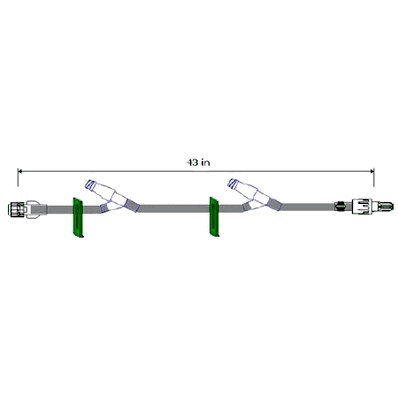 Extension Set, 43" Tubing with 2 Clave, 2 Clamps