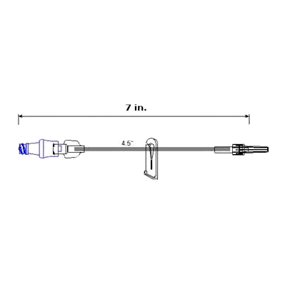 Extension Set, Removable Slide Clamp, 7" Tubing Mini Bore