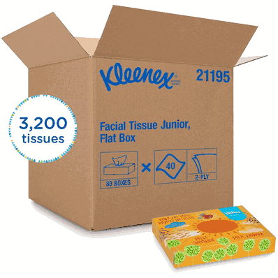 Facial Tissue Junior, 5 1/2 X 8 3/8, 2ply in flat box