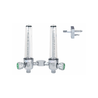 Flowmeter, Aluminum, Dual, 0-15 Lpm, Oxyg