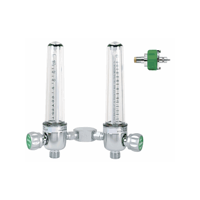 Flowmeter, Aluminum, Dual, 0-15 Lpm, Oxyg