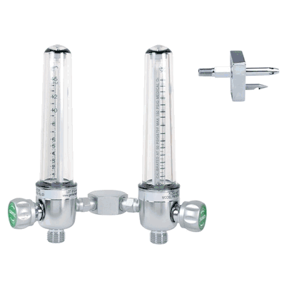 Flowmeter, Aluminum Dual Oxygen, 0 - 15 LPM