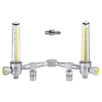 Flowmeter, Brass, Dual, 0-15 Lpm, Medica