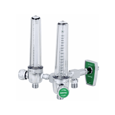 Flowmeter, Brass, Dual, 0-15 Lpm, Oxygen
