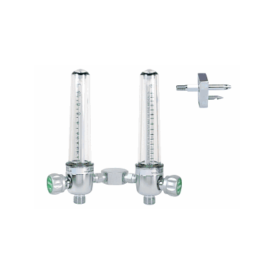 Flowmeter, Oxygen, 0-15 Lpm, Dual, Brass