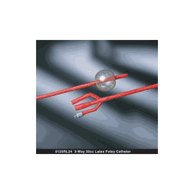 Foley Catheters, 3-Way, 22 Fr, 30 mL, 12/Cs