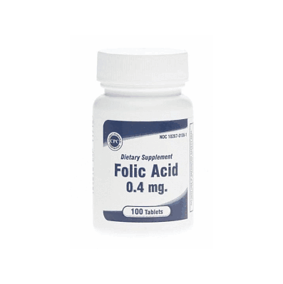 Folic Acid 400mcg Tab 100/Bt - Medline