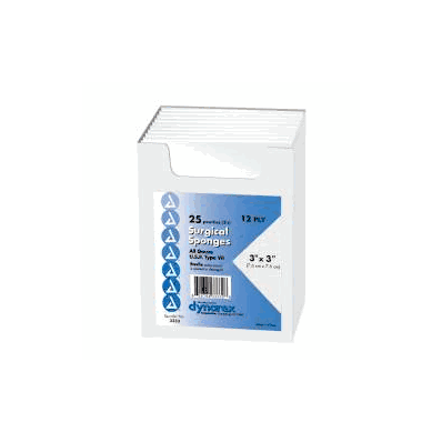 Gauze, Sponge Str 3x3 12ply (25/Pk 48pk/Cs) -