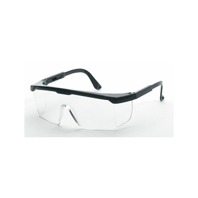 Glasses, Safety W/Black Frame, Clear Lens - M
