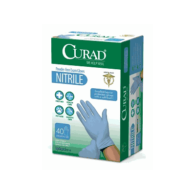 Glove, Exam, Nitrile, Curad, Powder-Free, Lat