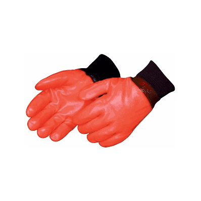Glove, Fluor Orng, Pvc Full Coat, Knit - Medl