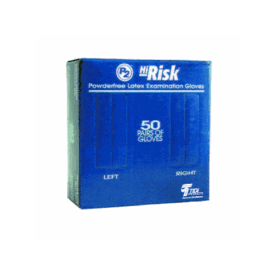 Gloves, Latex, High Risk, 18ml, Powder-Free,