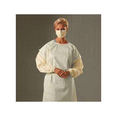 Gown, Cover, 3 Layer, Elastic Cuff, Yel, Univ