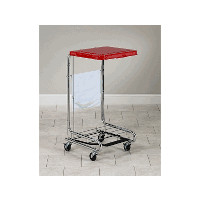 Hamper, Sq, Chrome, W/Red Lid - Medline