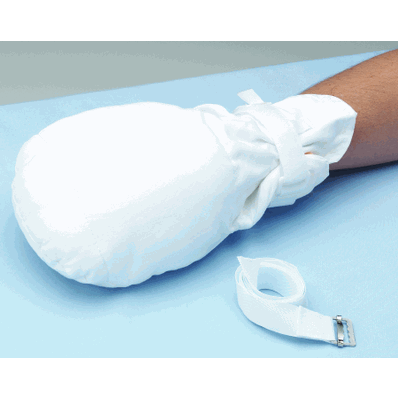 Hand Control Mitt, color White with 1 Tie-Strap