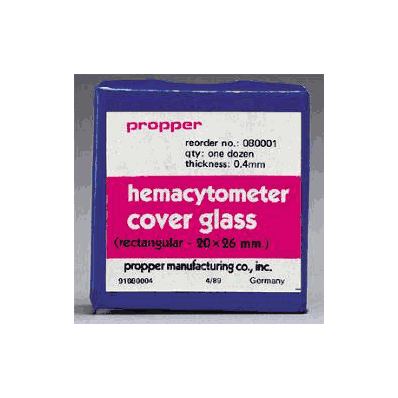 Hemacytometer Cover Glass, 20 x 26 mm Rectangle