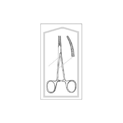 Hemostatic Forceps, Serrated Tips, 5" Curved