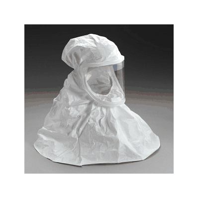 Hood, Tyvek Qc, Polycoated, White, W/Bib, Lg
