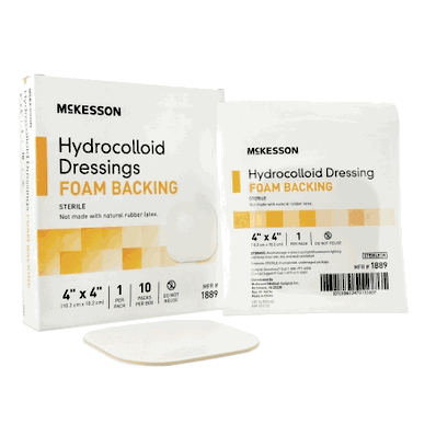 Hydrocolloid Dressing, 4" x 4" Square, Off White