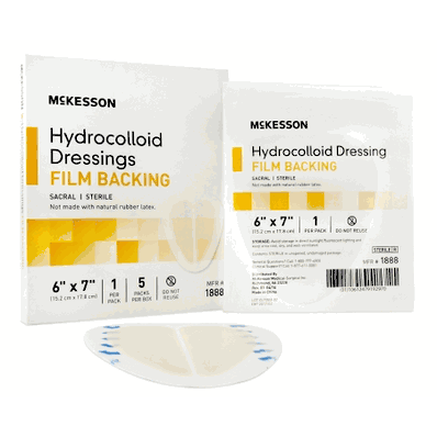 Hydrocolloid Dressing, 6" x 7" Sacral, Light Beige