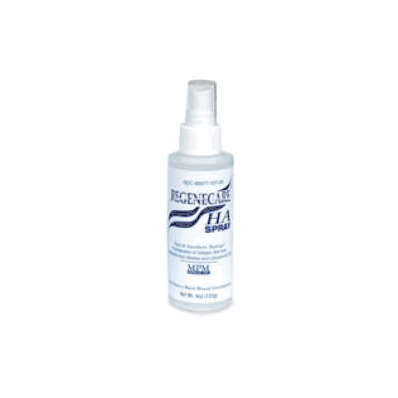 Hydrogel Spray Regenecare® HA in a 4 oz pump spray. Relieves pain due