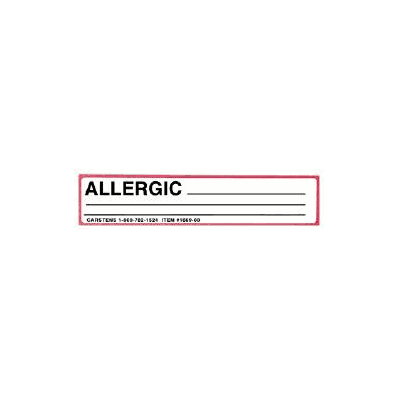 Identification Card, Allergic, 5 1/4" X 1", White