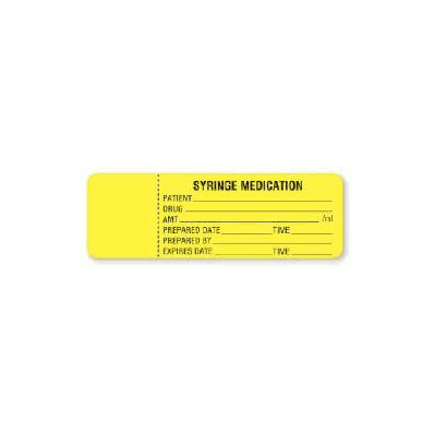 Identification Label, 3" x 1" Legend Syringe Medication