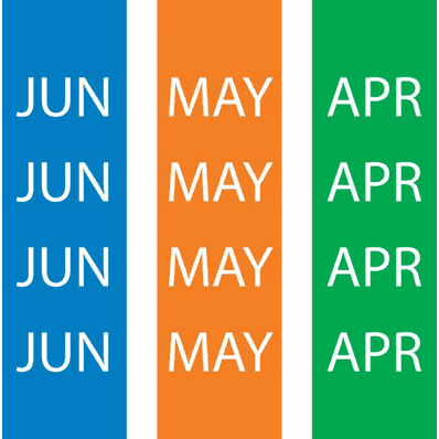 Identification Sheet Tape, Green, Orange, Blu