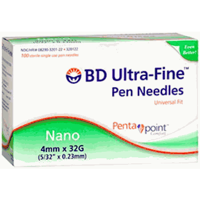 Insulin Pen Needle 32 ga 4 mm, Ultra Fine