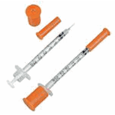 Insulin Syringe with Needle, 1/2" x 29 Gauge, 0.3 mL