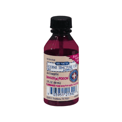 Iodine Tincture, 2% Iodine Solution Bottle