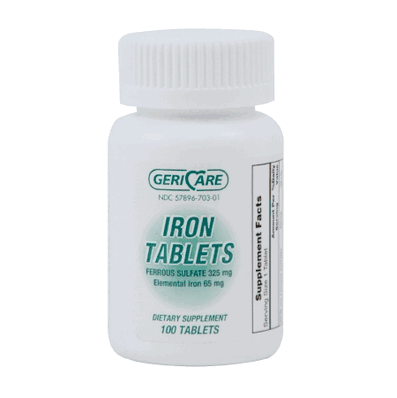 Iron Supplement, 100 Tablets per Bottle, 325 mg Strength
