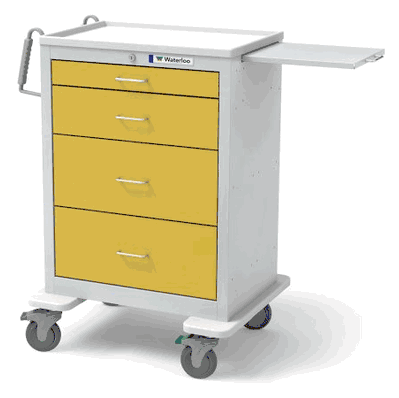 Isolation Cart, 24.5" X 29" X 43.5", 4-drawer, yellow