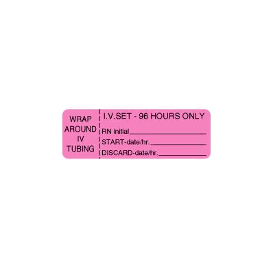IV Set-96 Hours only Label, 3" X 1"