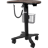 Kidney Laptop Cart, MEDIUM "sit-to-stand" adjustable, color Dark Walnut, BLACK Base, 18 x 20" Dimensions, 18x28" Top, 2 Locking Casters Front and 2 Non-locking Casters Rear, 3.94" - Made in USA, AAA#6205-001-421, OTHER COLORS ARE POSSIBLE, please contact us <br>Wire Basket INCLUDED<br><br><font color="red"><b>BACK TO THE PRODUCT TABLE, <a href="https://www.aaawholesalecompany.com/furnishings-medical-and-utility-carts-6205-care-exchange-worksation-by-midmark.html">CLICK HERE</a></b></font>